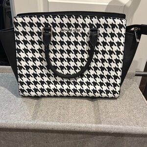 MICHAEL Michael Kors Black and White Houndstooth Satchel